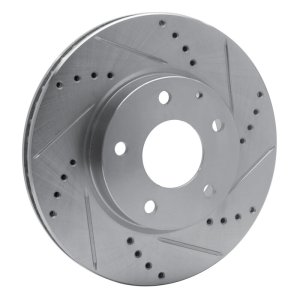 Mazda 3 Brake Rotor (1) - Front Right - R1 Concepts - Drilled & Slotted - Silver - `14-`24